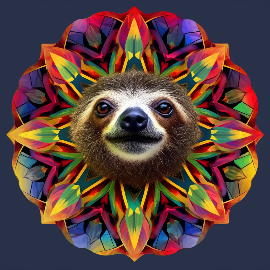sloth kaleidoscope, vivid, colorful --v 5