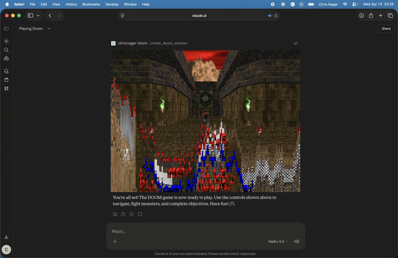 DOOM running on Claude web