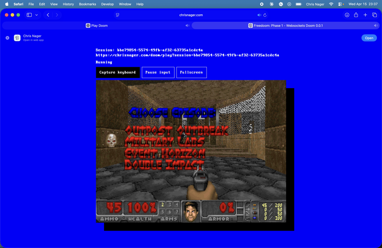 DOOM running on chrisnager.com/doom/play